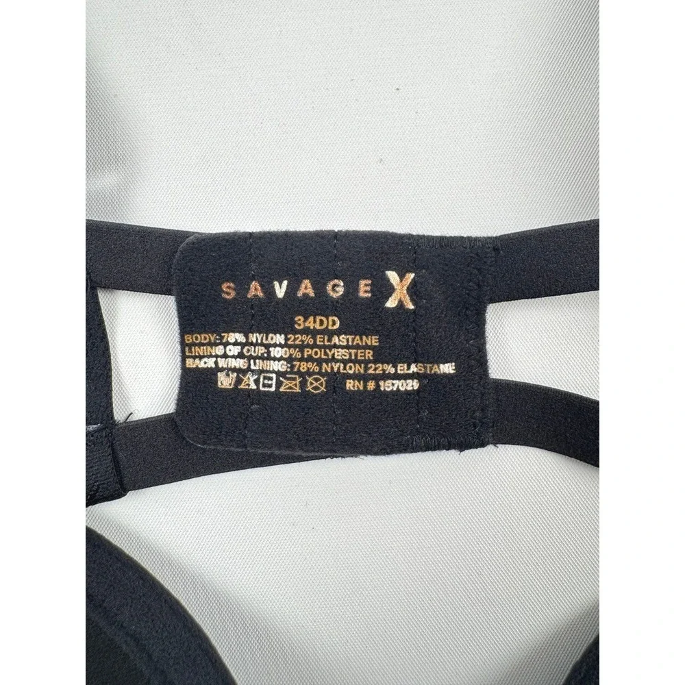 Savage X Fenty Microfiber Push Up Plunge Bra Caviar Black 34DD